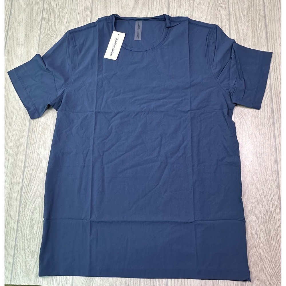Outdoor Voices Mens GridTek Breezy Shortsleeve Shirt‎ Reservoir Blue M NWT